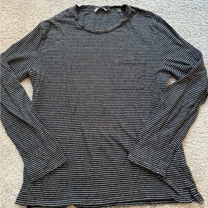 Vince Men’s Striped Black and Grey Long Sleeve